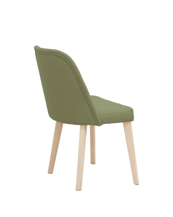 Silla tapizada de color caqui con patas de madera en tono natural de 87cm