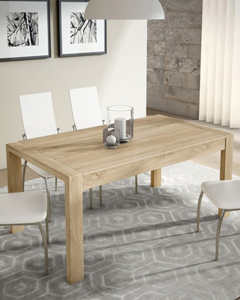 Mesa de comedor extensible de madera tono natural 76x140cm 