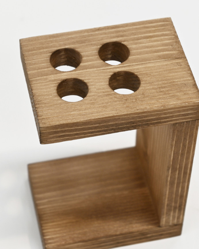 Soporte para cepillos de dientes de madera maciza tono roble oscuro de 12x6cm