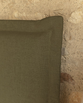 Cabecero tapizado desenfundable de lino verde de varias medidas