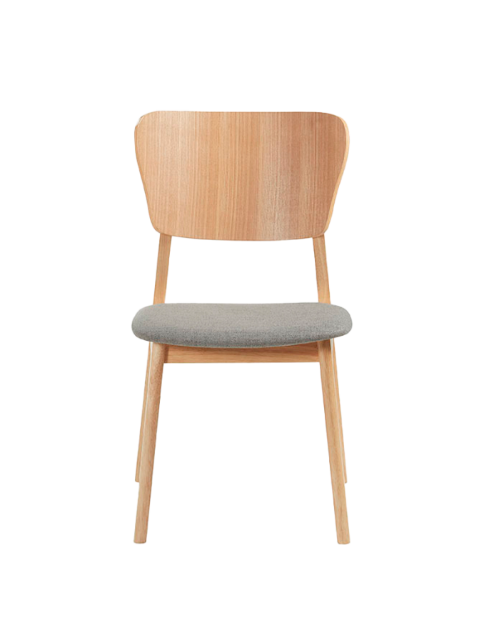 Silla de madera maciza con asiento tapizado en tono natural de 83,5cm 