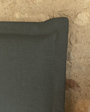 Cabecero tapizado desenfundable de lino azul de varias medidas