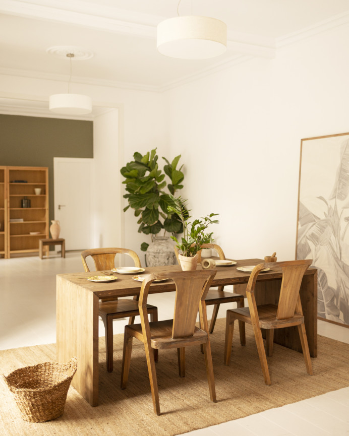 Mesa de comedor de madera maciza en tono roble oscuro de varias medidas