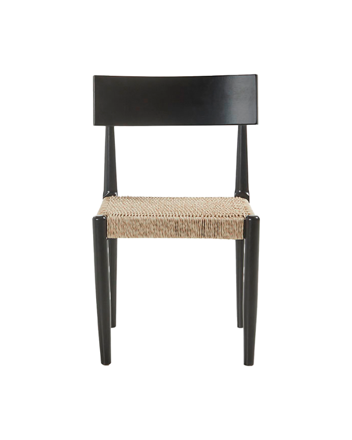 Silla de madera maciza con asiento de cuerda en tono beige de 77,5cm