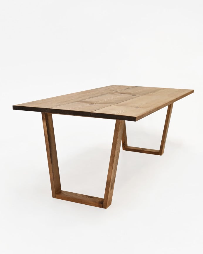 Mesa de centro de madera maciza acabado roble oscuro de 120x60cm