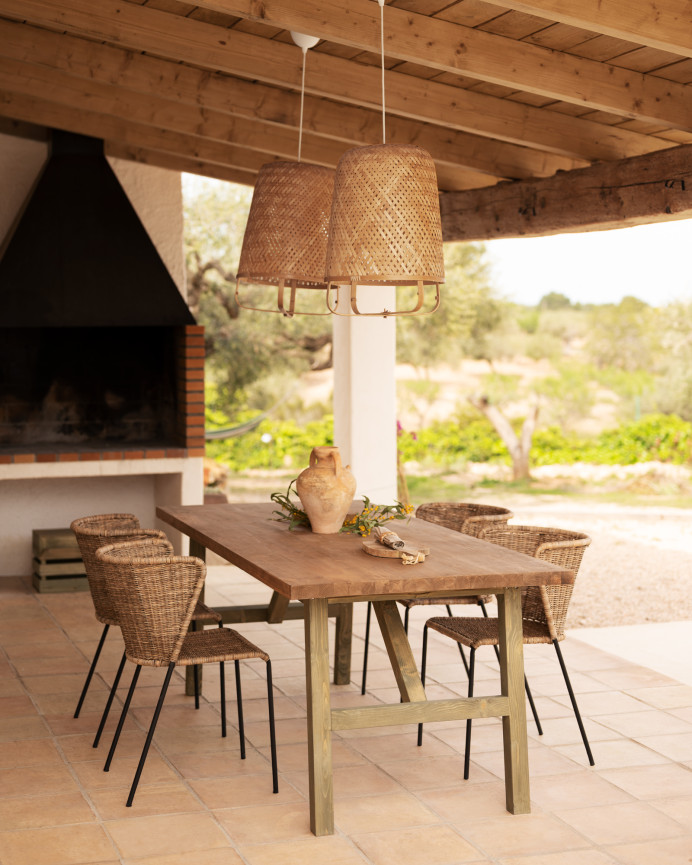 Mesa de comedor de madera maciza en tono verde de varias medidas