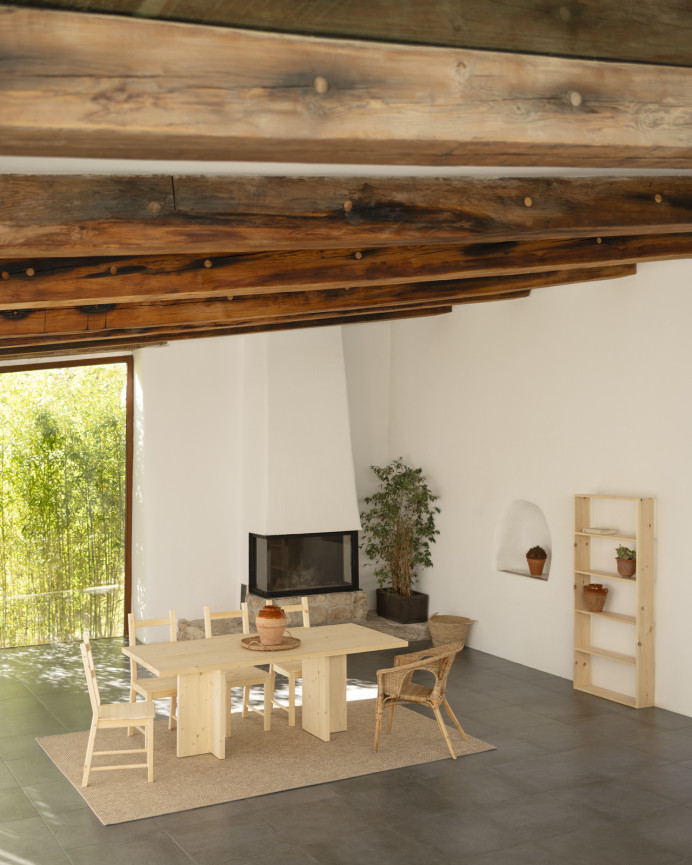 Mesa de comedor de madera maciza en tono natural de varias medidas