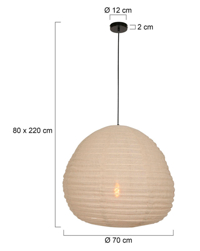 Lámpara de techo de tela beige Ø70cm