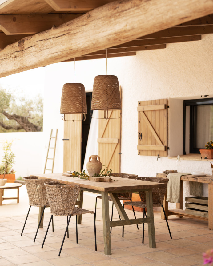 Mesa de comedor de madera maciza en tono verde de varias medidas