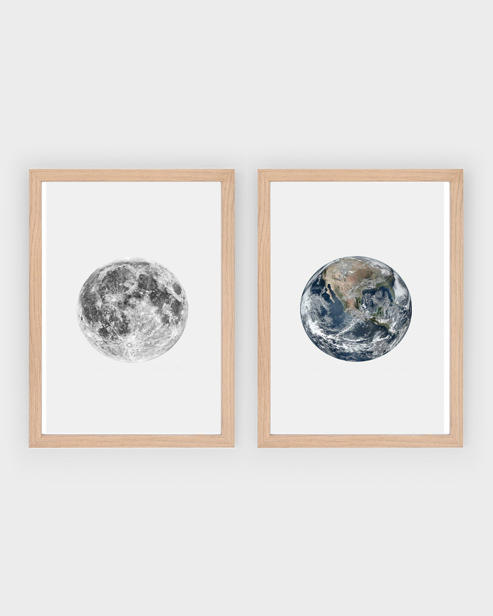 Pack de 2 láminas Moon and Earth