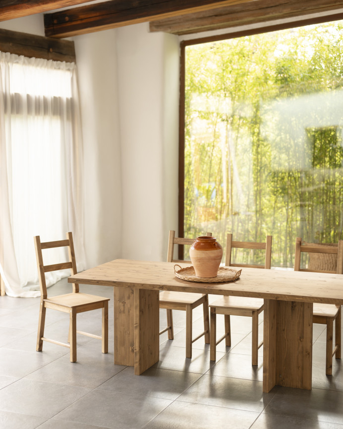 Mesa de comedor de madera maciza en tono roble oscuro de varias medidas