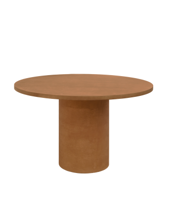Mesa de comedor redonda de microcemento en tono terracota de varias medidas