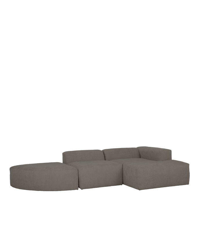 Sofá de 3 módulos curvo con chaise longue de bouclé color gris oscuro 320x172cm