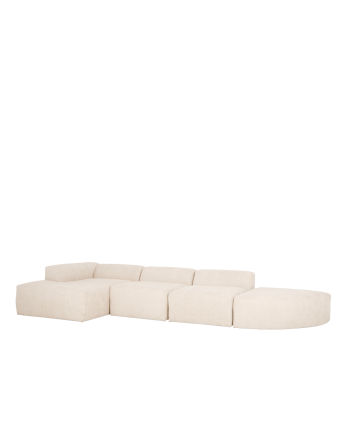 Sofá de 4 módulos curvo con chaise longue de bouclé color blanco 410x172cm