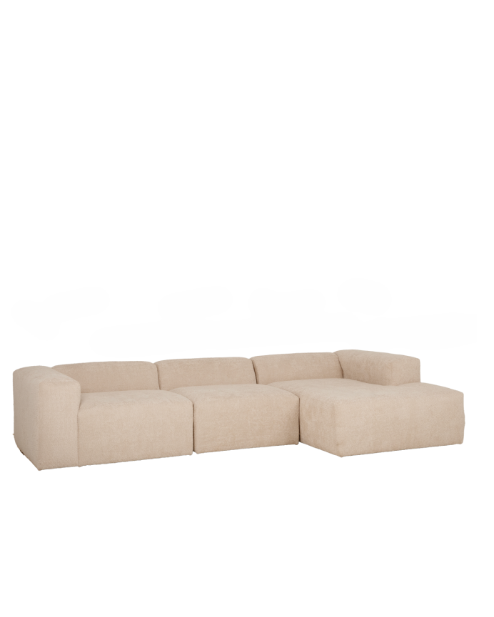 Sofá de 3 módulos con chaise longue de bouclé color beige 330x172cm