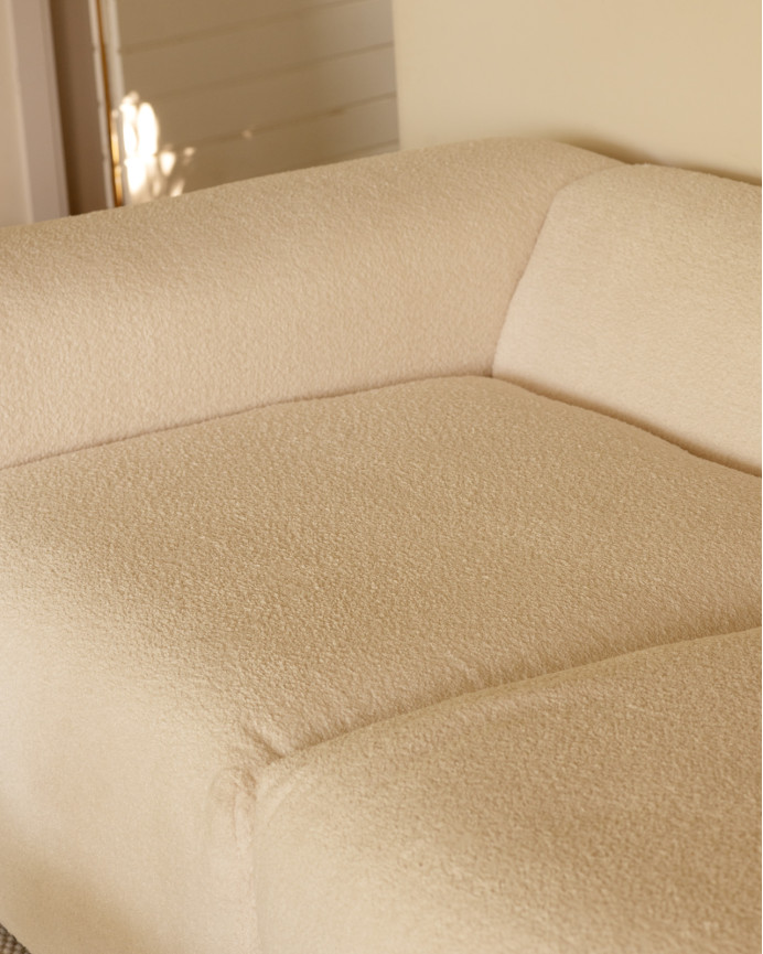 Sofá de 4 módulos con chaise longue de bouclé color blanco 420x172cm