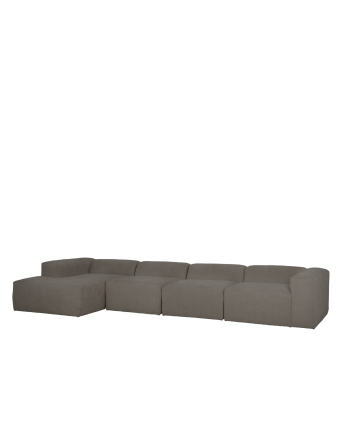 Sofá de 4 módulos con chaise longue de bouclé color gris oscuro 420x172cm