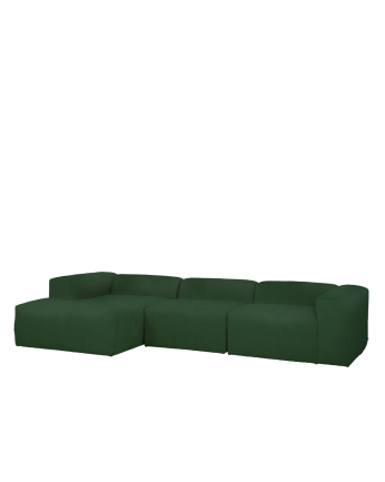 Sofá de 3 módulos con chaise longue de bouclé color verde 330x172cm