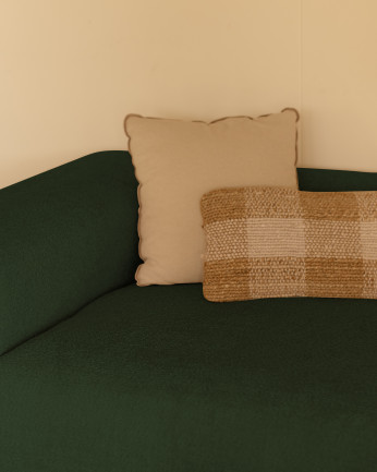 Sofá de 3 módulos con chaise longue de bouclé color verde 330x172cm