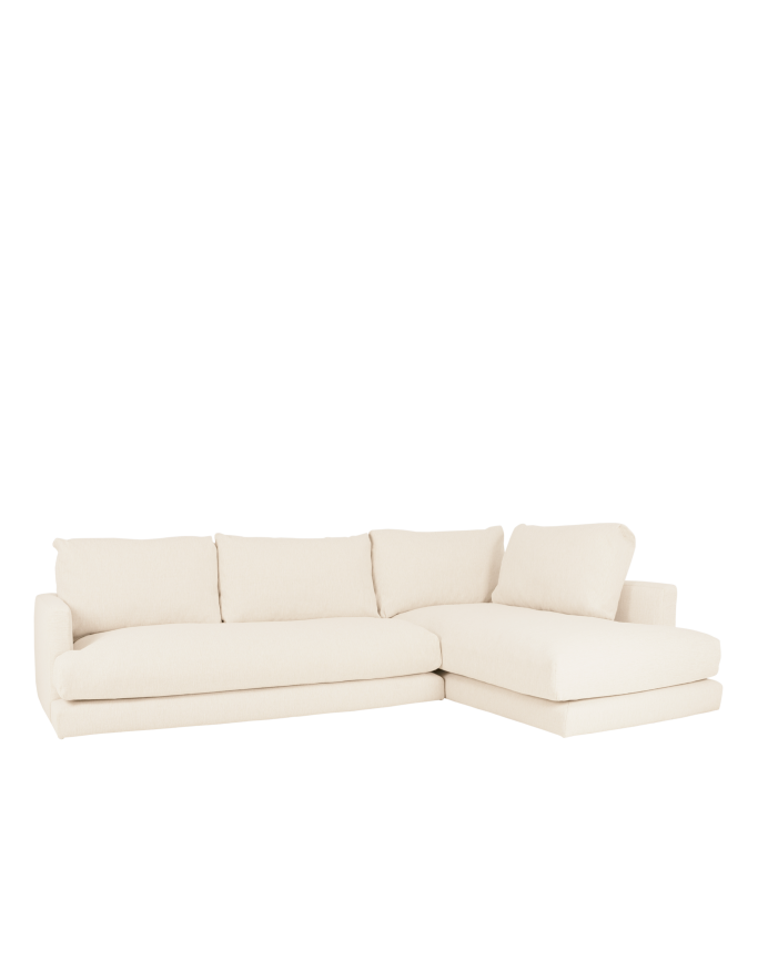 Sofá con chaise longue tono blanco roto de diferentes medidas