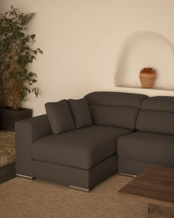 Sofá con chaise longue de color gris oscuro de varias medidas