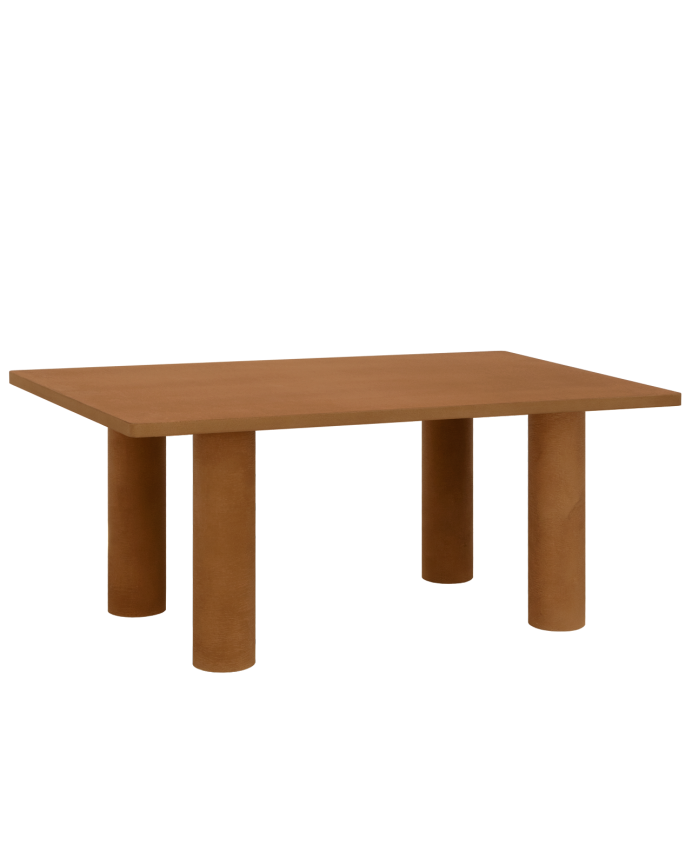 Mesa de comedor rectangular de microcemento en tono terracota de varias medidas