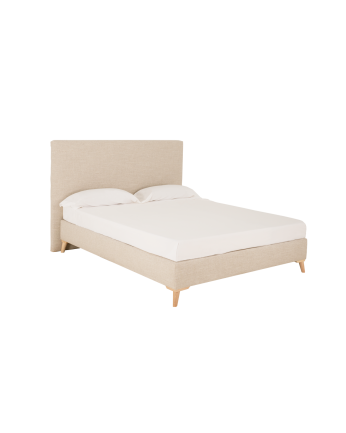 Cama tapizada de lino beige de para colchón de varias medidas