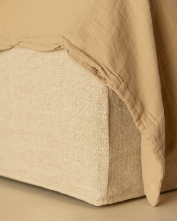 Cama con canapé desdefundable de lino beige para colchón de varias medidas