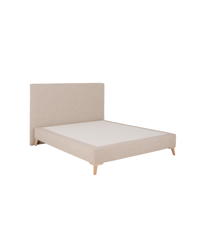 Cama tapizada de lino beige de para colchón de varias medidas