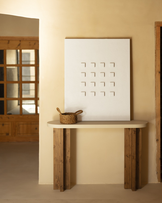 Cuadro blanco decorativo sobre algodón con bastidor de madera pintado artesanalmente con pintura al oleo de varias medidas