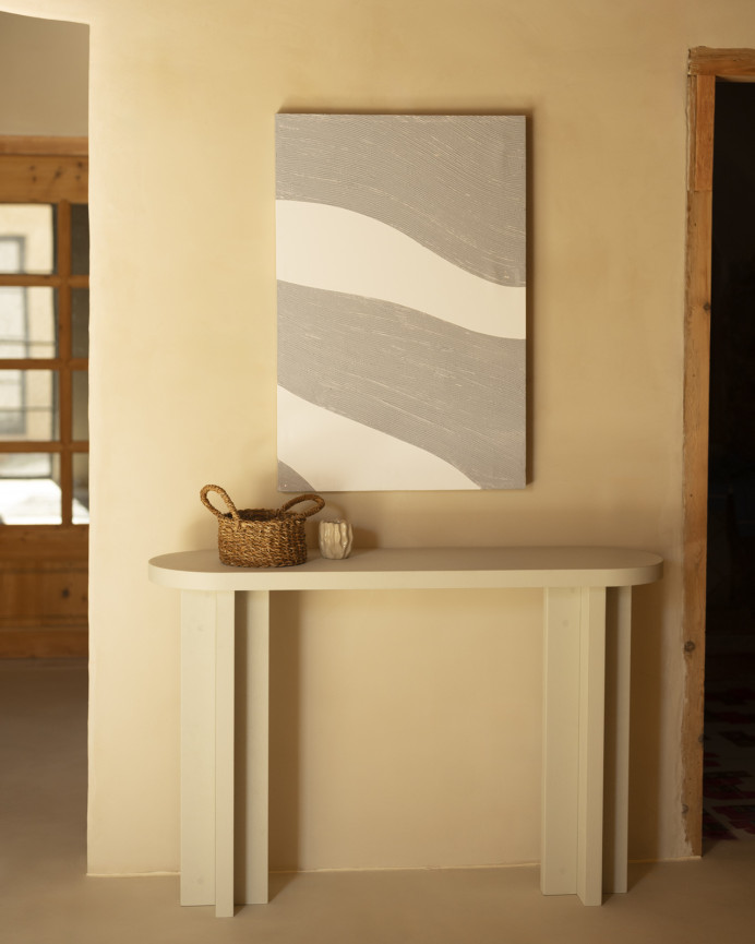 Cuadro beige y blanco decorativo sobre algodón con bastidor de madera pintado artesanalmente con pintura oleo de varias medidas