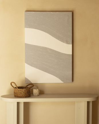 Cuadro beige y blanco decorativo sobre algodón con bastidor de madera pintado artesanalmente con pintura oleo de varias medidas