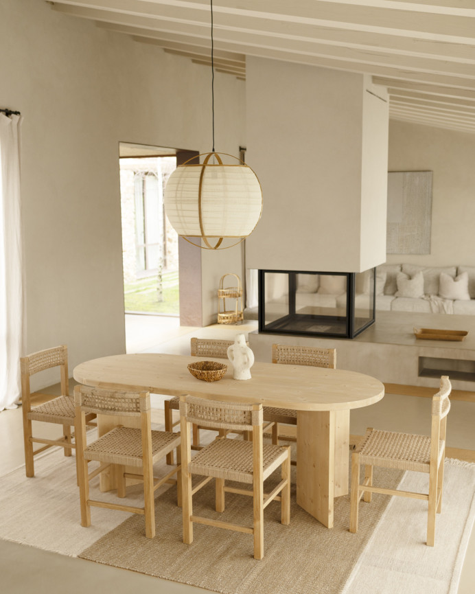 Mesa de comedor de madera maciza en tono roble medio de varias medidas