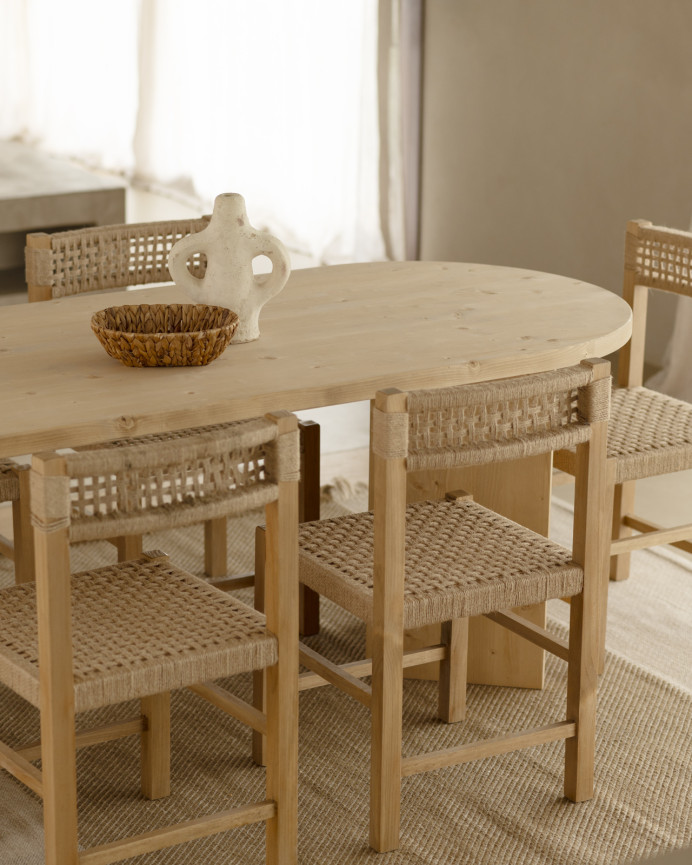 Mesa de comedor de madera maciza en tono roble medio de varias medidas