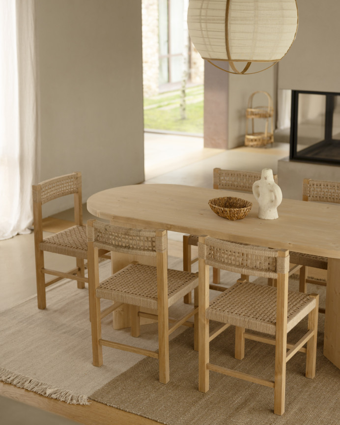 Mesa de comedor de madera maciza en tono roble medio de varias medidas