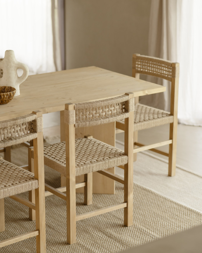 Mesa de comedor de madera maciza en tono roble medio de varias medidas