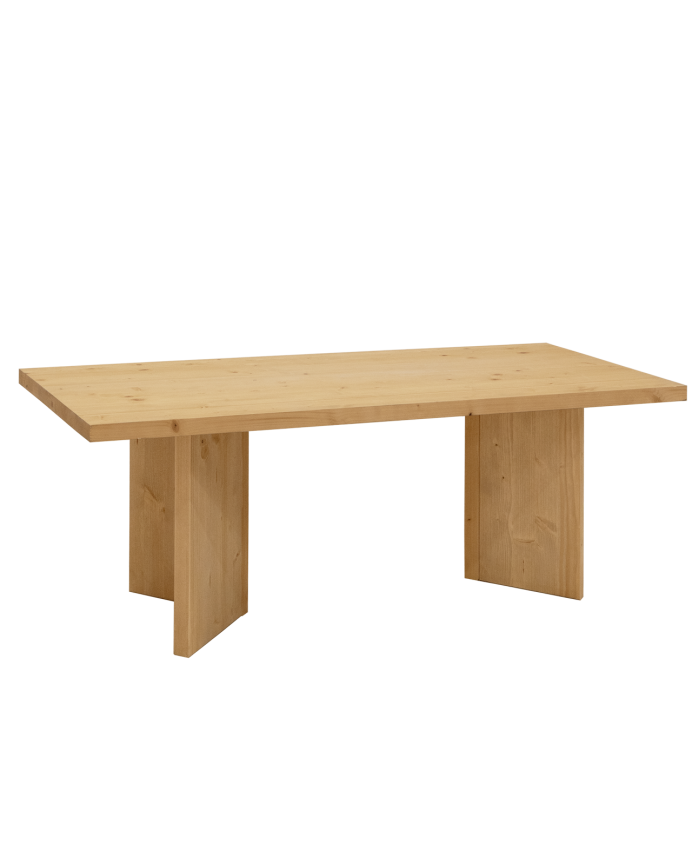 Mesa de centro de madera maciza en tono roble medio de 120x55 cm