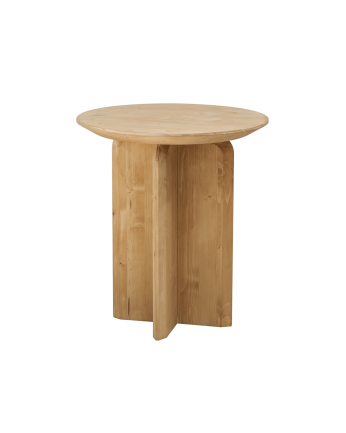 Mesa auxiliar de madera maciza en tono roble medio de 50x45cm