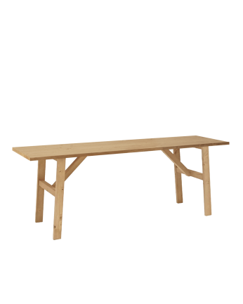 Banqueta de madera maciza en tono roble medio de 120x45cm