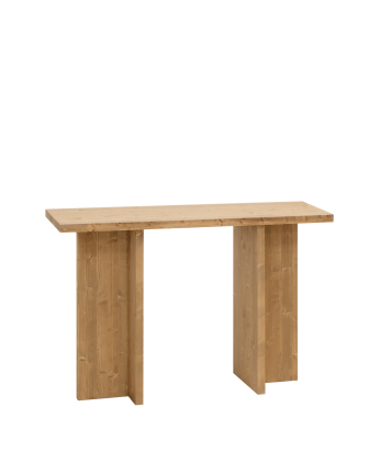 Consola de madera maciza en tono roble medio de 120x80cm