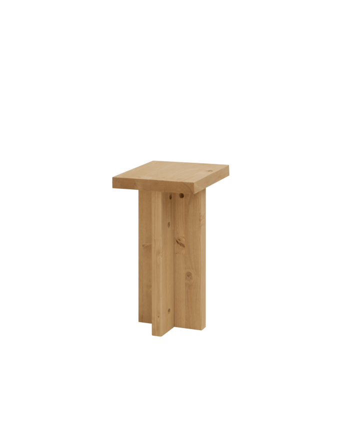 Mesa auxiliar de madera maciza en tono roble medio de 25x25cm