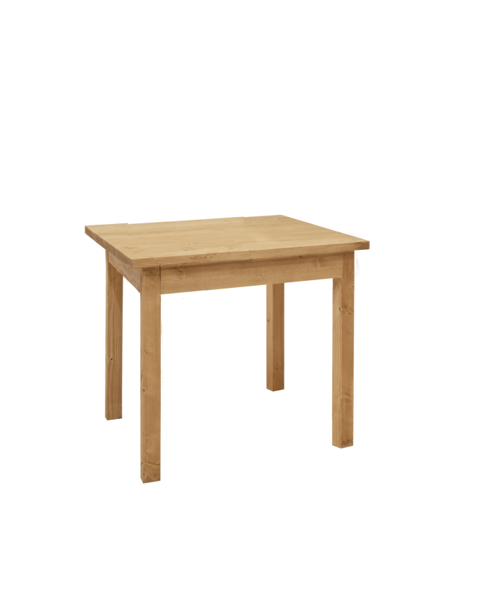 Mesa de comedor cuadrada de madera maciza en tono roble medio de 80x80cm