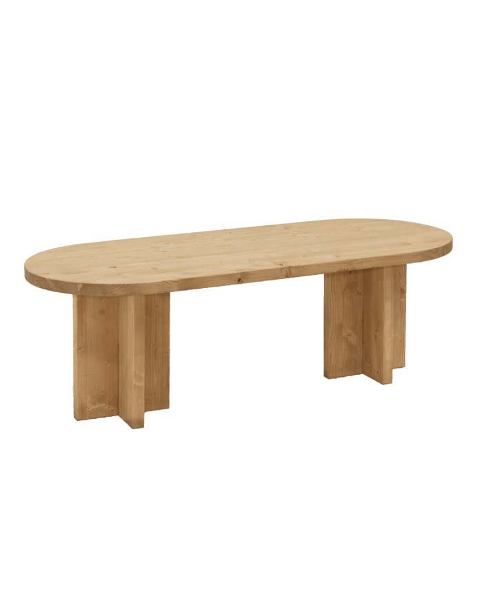 Mesa de centro de madera maciza en tono roble medio de 120x40cm