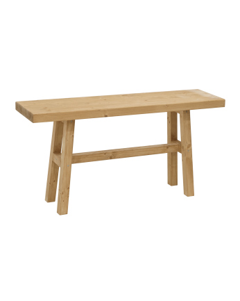 Banqueta de madera maciza en tono roble medio de 100x50cm