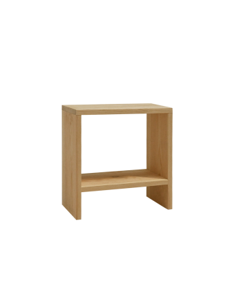 Mesita de noche de madera maciza en tono roble medio de 40x20cm