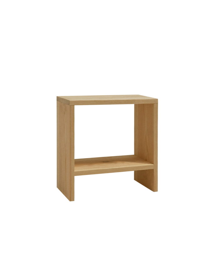 Mesita de noche de madera maciza en tono roble medio de 40x20cm