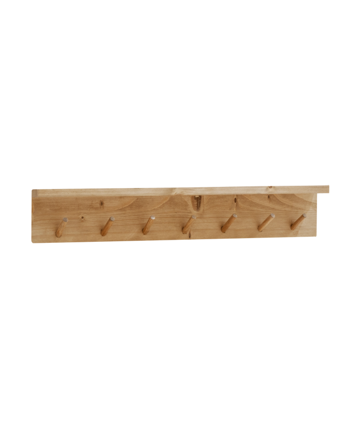 Colgador de pared de madera maciza en tono roble medio de 61x9,5cm