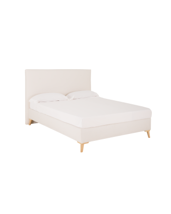 Cama tapizada de lino blanco de para colchón de varias medidas