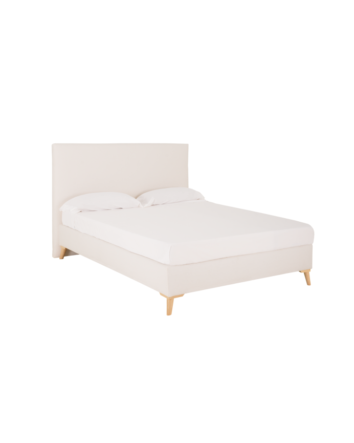 Cama tapizada de lino blanco de para colchón de varias medidas