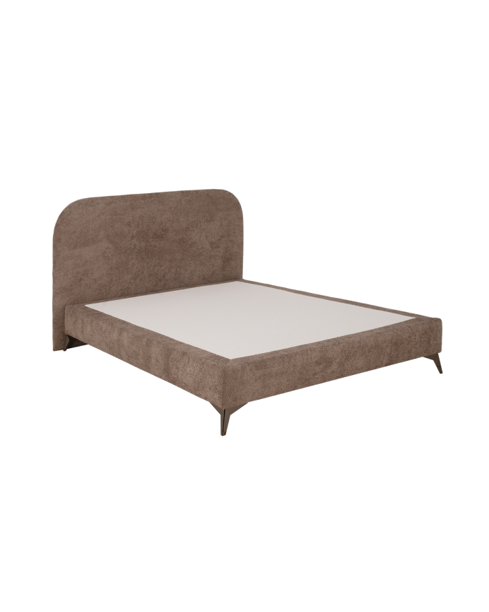 Cama tapizada de boculé taupe para colchón de varias medidas